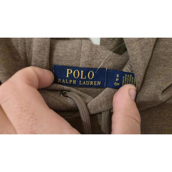 POLO RALPH LAUREN MENS DOUBLE KNIT LOGO PULLOVER HOODIE KHAKI BROWN $168 NEW 🔥 - Picture 7 of 7